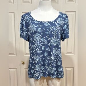 Lucky Brand Blue Floral Short Sleeve Top